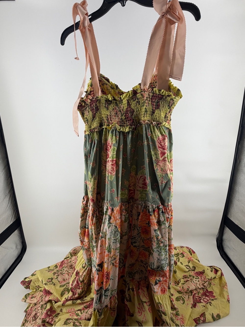 Free People Womens Bluebell Antique Combo Cotton Maxi Dress, Smocked Med - Picture 7 of 11